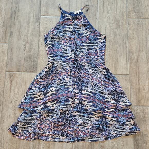 Parker Dress Womens Size S Fit & Flare Skater Mini Silk Lace Front Halter Style - Picture 4 of 14